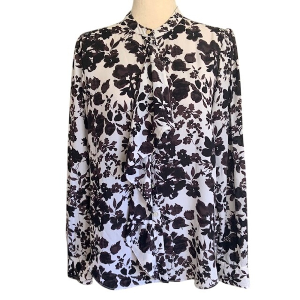 Lauren Ralph Lauren XL Dark Romantic Floral Blouse Quiet Luxury Soft Office Chic